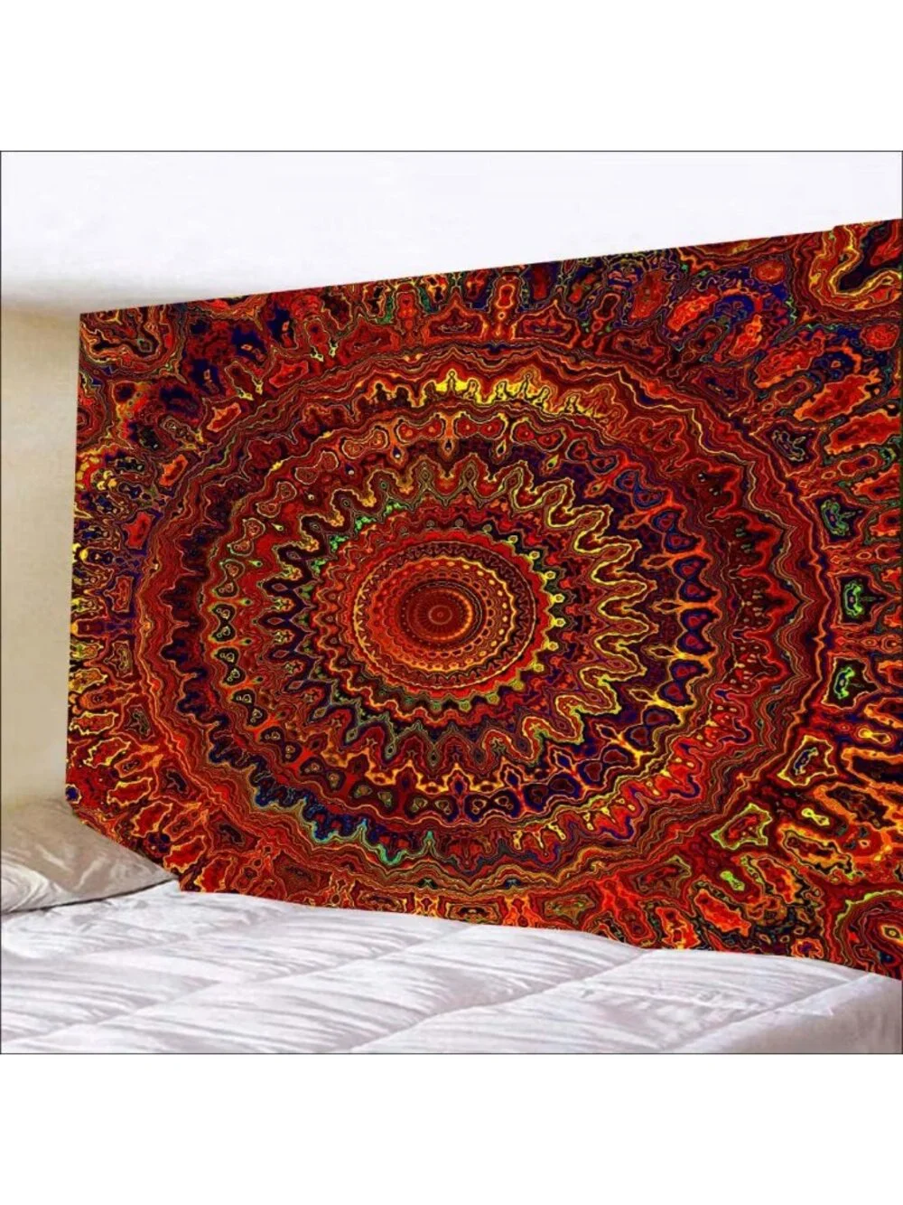Bohemian Psychedelic Peacock Mandala Wall Hanging Tapestry for Dorm & Beach